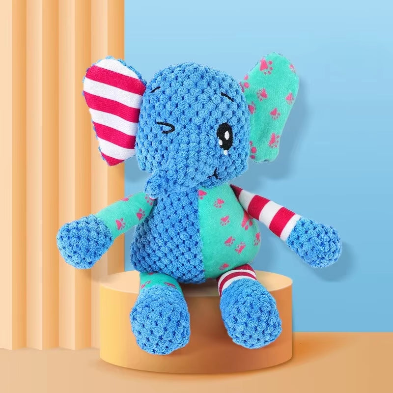 New Elephant Toy Patchwork Rabbit Fox Toy Dog Toy Sound Pet Plush Chew Toy Bite-Resistant Dog Toy Plush Sound Interactive Toy