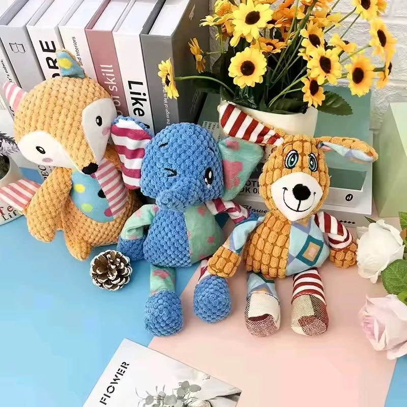 New Elephant Toy Patchwork Rabbit Fox Toy Dog Toy Sound Pet Plush Chew Toy Bite-Resistant Dog Toy Plush Sound Interactive Toy