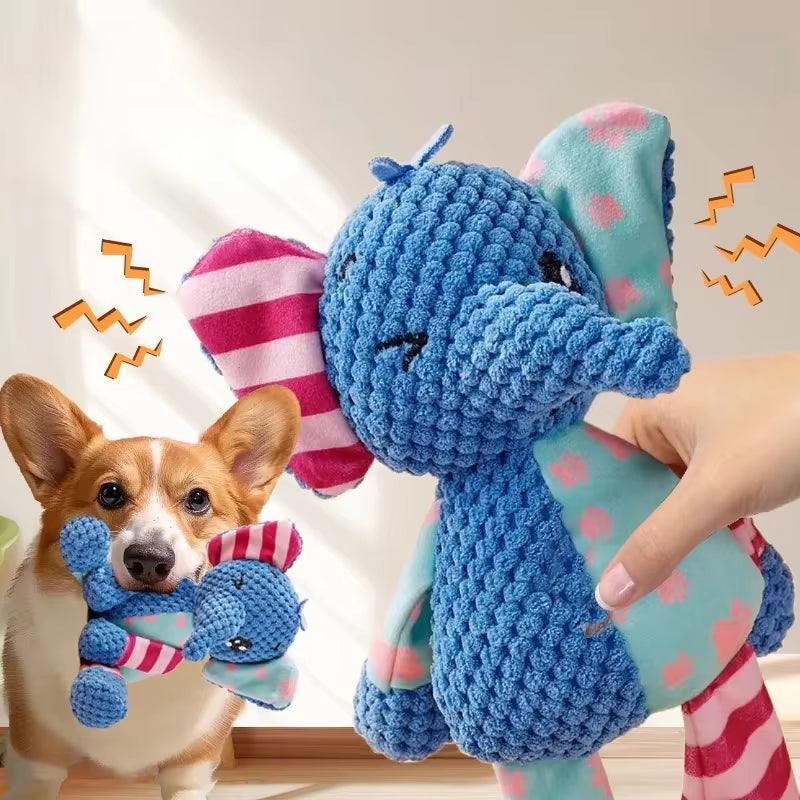 New Elephant Toy Patchwork Rabbit Fox Toy Dog Toy Sound Pet Plush Chew Toy Bite-Resistant Dog Toy Plush Sound Interactive Toy