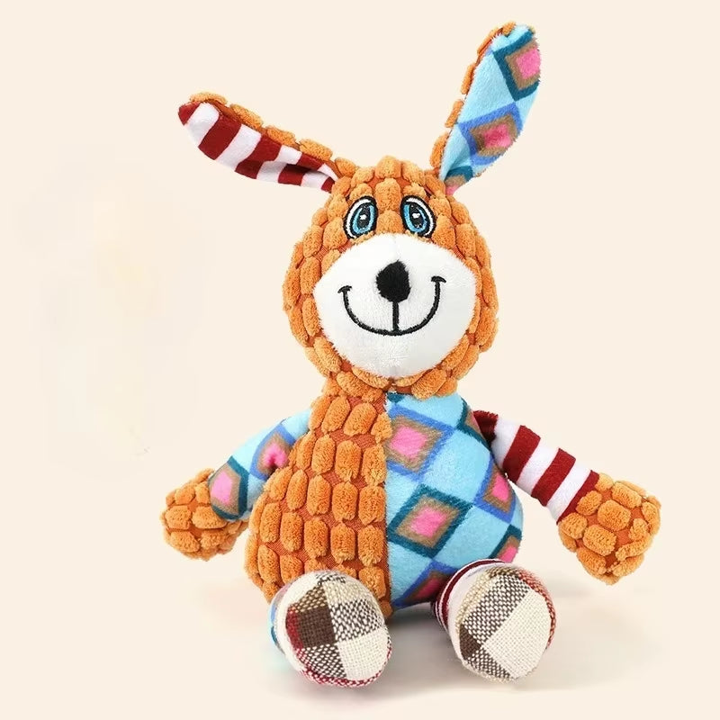 New Elephant Toy Patchwork Rabbit Fox Toy Dog Toy Sound Pet Plush Chew Toy Bite-Resistant Dog Toy Plush Sound Interactive Toy