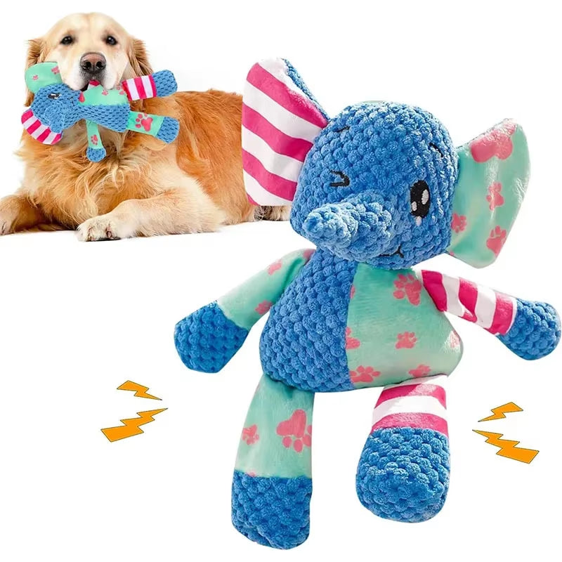 New Elephant Toy Patchwork Rabbit Fox Toy Dog Toy Sound Pet Plush Chew Toy Bite-Resistant Dog Toy Plush Sound Interactive Toy