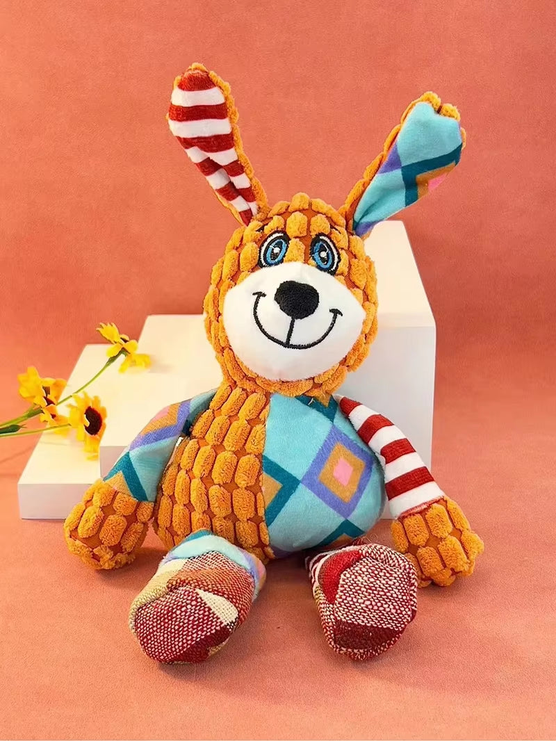 New Elephant Toy Patchwork Rabbit Fox Toy Dog Toy Sound Pet Plush Chew Toy Bite-Resistant Dog Toy Plush Sound Interactive Toy